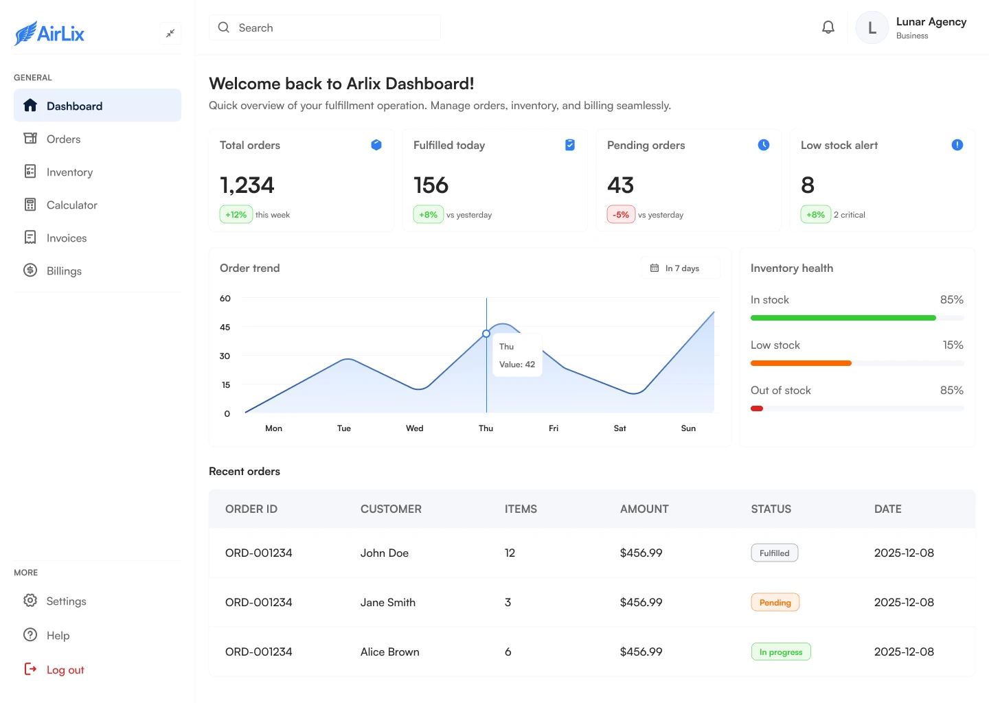 Airlix Dashboard